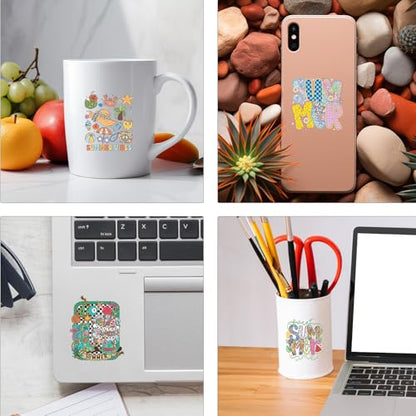 Summer UV DTF Cup Wraps - 30 Sheets Vintage Summer Beach UV DTF Cup Wrap for 16 oz Glass Mugs, Cute Strawberry Bows Flamingo Transfer Stickers Decals for DIY Water Bottle Tumbler Journal - style: Summer