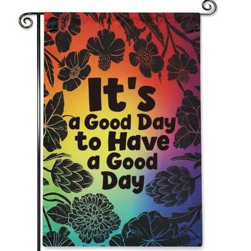 Retro Good Day Daisy Garden Flag 12x18in Double Sided Outdoor Yard Decor - color: Red Good Day
