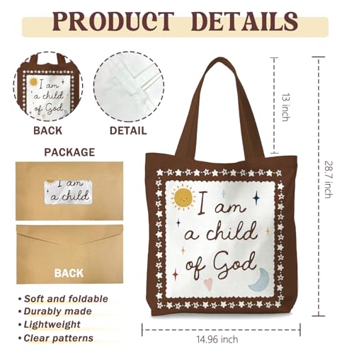 Bible Tote Bags Cute Christian Preppy Canvas Tote Bag Christian Gifts for Women Reusable Shopping Bags(Parent) - color: Child of God-1