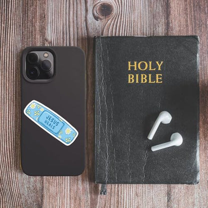 Jesus Heals Bandage Sticker 3Pcs Jesus Christian Girly Decals Vinyl Waterproof Journaling Inspirational Religious Healing Quotes Stickers for Water Bottles, Phone Laptop - color: Jesus Heals