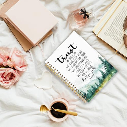 Christian Notebook Journal, Proverbs 3:5-6 Christian Notebooks for Note Taking, Trust in the Lord with All Your Heart Bible Prayer Journal for Women Men, Spiral Notebook 5.5x8.3 Inch - color: trust