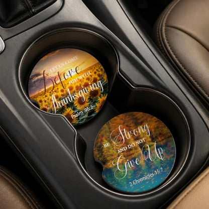 Bible Verse Car Coasters for Cup Holders 2 Pack Cup Holder Coasters - color: Scripture
