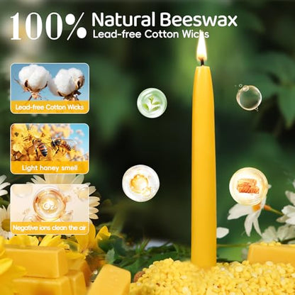 Beeswax Taper Candles, Handmade Natural Candles Sticks,9 Inch,18 Pack - color: Yellow, size: 9 inch