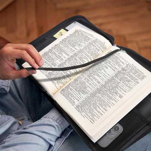 Polare Napa Leather Bible Cover Church Bag Bible Protective Book Holder Carrying Case Folder Organizer Portfolio, Black - style: Black