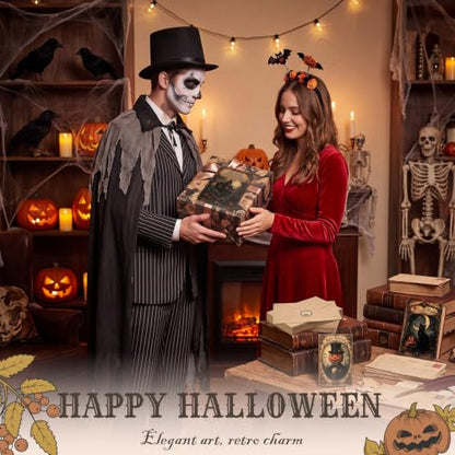 Eaasty 100 Pcs Cards with Stickers, Envelopes, Vintage Halloween Style - style: Vintage Halloween Style