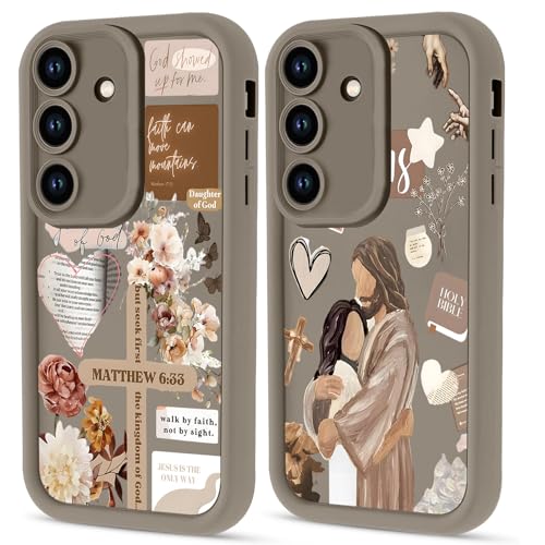 2 Pack Aesthetics Collage Christian Phone Case for Samsung Galaxy A14 5G 6.6", Unique Jesus God Bible Verse Cross Flower Pattern Cases Soft TPU Shockproof Protective Cover for Girls Boy - color: Cross Heart, size: for Samsung Galaxy A14 5G