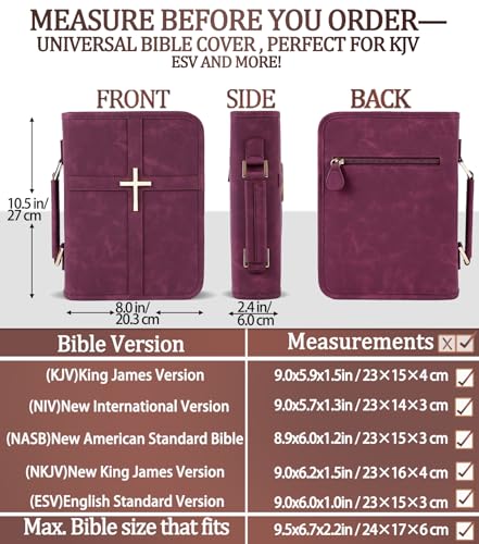 Vegan Leather Bible Cover Case, Bible Bag for Men Women, Gift Box Packaging - color: Red