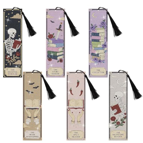INSYOHO Halloween Gothic Diamond Art Bookmarks Kit for Adults Kids - color: Gothic Skeleton