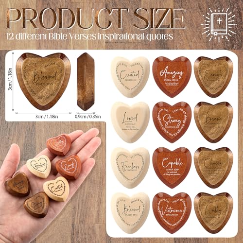 Geelin 36 Pcs Christian Gifts Bulk Wooden Hearts, Natural‌,Brown,Dark Brown - color: Natural‌,brown,dark Brown