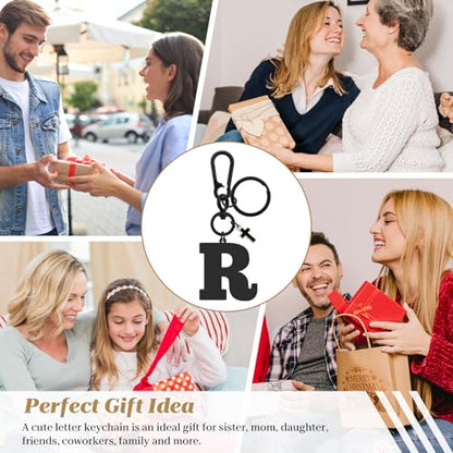 Dabihu Letter Keychain Christian Letter A-Z Alphabet Keyring for Backpack Handbag Alphabet Monogram Key Chain - color: R
