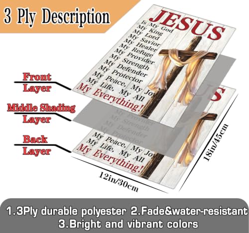 3 Ply Jesus is My God Cross Garden Flags for Outside 12x18 Inch Double Sided Christian Bible Verse Religious Flag Outdoor House Yard Sign Decorations