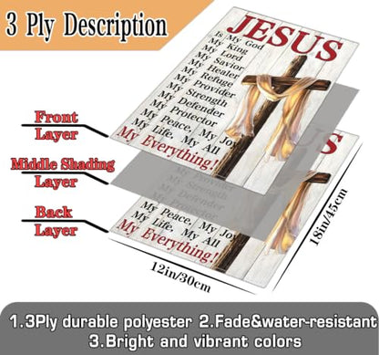 3 Ply Jesus is My God Cross Garden Flags for Outside 12x18 Inch Double Sided Christian Bible Verse Religious Flag Outdoor House Yard Sign Decorations