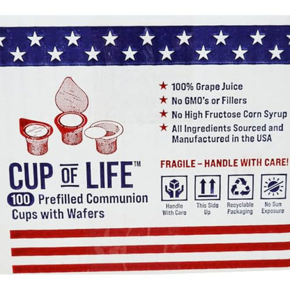 100 Prefilled Communion Cups with Premium Red Grape Juice and Wafers by Cup of Life – Fresh, Convenient, and Ready to Serve