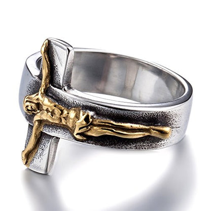 Genuine Stainless Steel Ring for Men Fashion Punk Rock Mason Knight Templar Cross Rings - style: R134