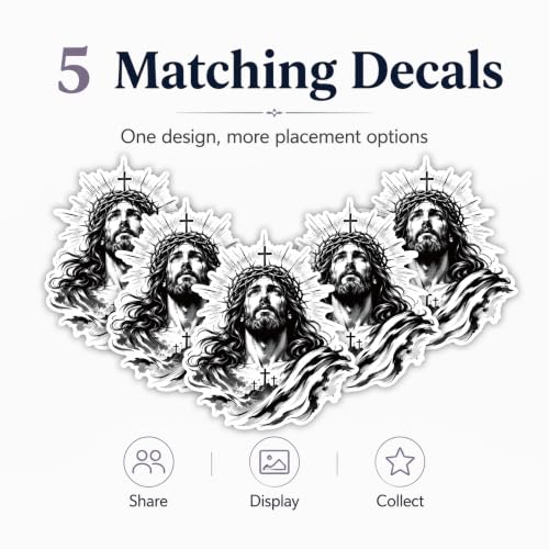 5 Pcs Jesus Crown of Thorns Sticker Set, Vinyl Jesus Car Decals (5 inch) - size: 5 inch