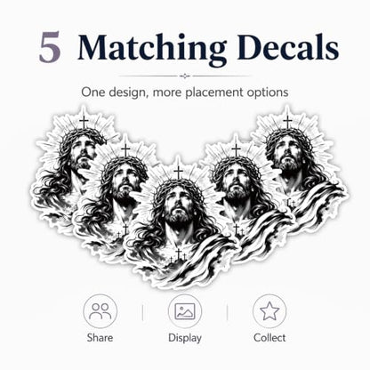 5 Pcs Jesus Crown of Thorns Sticker Set, Vinyl Jesus Car Decals (5 inch) - size: 5 inch