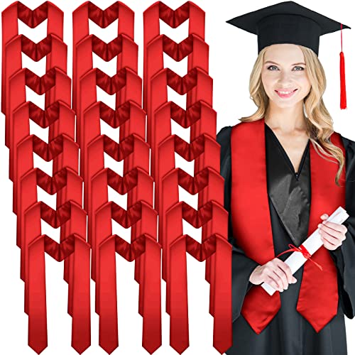 Geyoga 24 Pcs Graduation Stole Bulk Sublimation Blank 70 in - color: Red