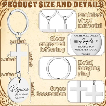 Huquary Cross Bible Verse Religious Keychain Bulk Christian Positive Inspirational Faith Gift for Guests Man Women