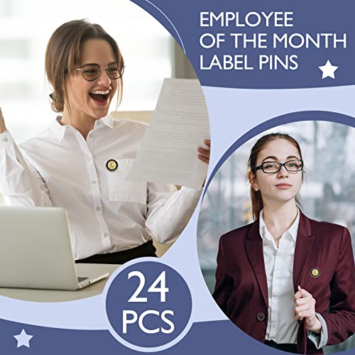 Dingion 24 Pcs Employee of The Month Lapel Pin 3/4 Inch Coworker Appreciation Award Gifts Bulk, Trophy Employees Pin Gifts for Staff Coworker Team Teacher Volunteer Recognition(Employee of the Month) - style: Employee of The Month