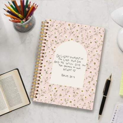 Pink Daisy Floral Christian Notebook for Women 5.5x8.3 - color: Daisy Floral