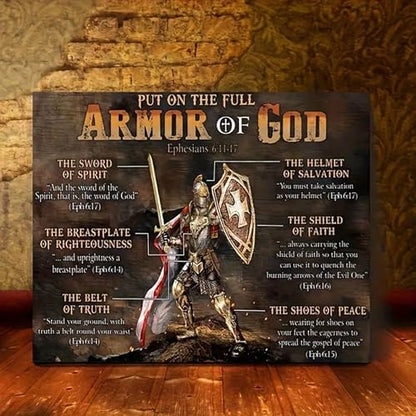 Armor of God Wall Art - Christian Wall Art with Ephesians 6:10-18 Scripture - 1.5cm Thick Gallery Wrapped Canvas - Ready to Hang - Religious Faith Gift for Home, Office, Church - 15.7x11.8 - color: Armor of God