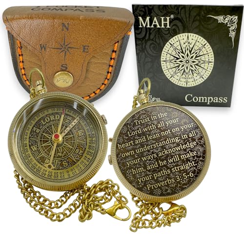 Handmade Religious Brass Compass Gift with Engraved & Embossed Faith Messages – Inspirational Christian Religious Gift Keepsake for Baptism, Confirmation, Christening, First Communion or Christmas - style: Trust in The Lord – Edition 3