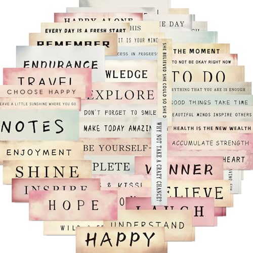 50pcs Vintage Motivational Aesthetic Label Stickers, PVC Material, for Water Bottles Laptop Scrapbooking Mirrors Notebooks Cars Bumpers Bikes Bedroom Travel Case Motorcycle Snowboard - color: Vintage Label Stickers
