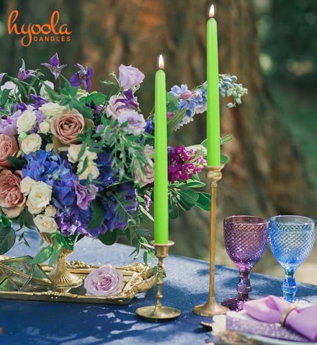 Hyoola Tall Taper Candles - 10 Inch Lime Green Unscented Dripless Taper Candles - 8 Hour Burn Time - 4 Pack - color: Lime Green, size: 10 Inch