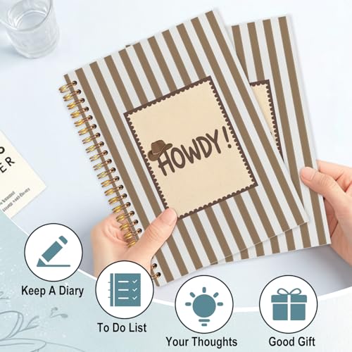 Howdy Western Spiral Notebook 5.5x8.3 - color: White Howdy Western Striped