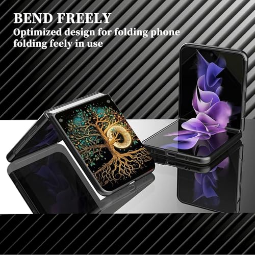 for Samsung Galaxy z flip 7 Case Magic Tree Design,Slim Fit Lightweight Hybrid Hard PC PU Leather Folding Phone Cover for Z Flip 7 6.9" - color: Magic Tree