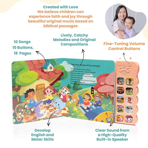 GO GO Songs of Creation and Praise: Christian Baby Books with 10 Songs, Singing Toy, Sound Play for Ages 1-5, Musical Learning, and Interactive Praise Gift for Kids, Bible for Toddlers 1-3 - color: Songs of Creation and Praise