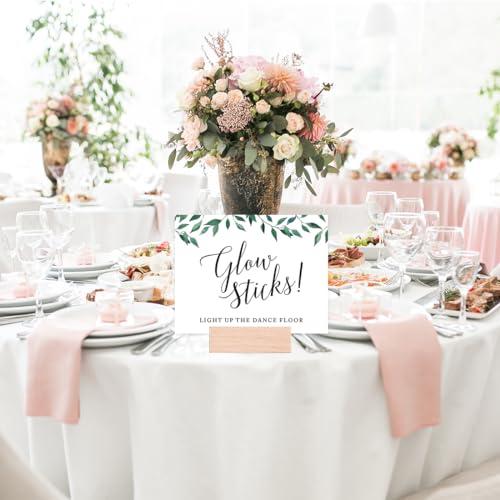 Andaz Press Wedding Party Signs, Natural Greenery Green Leaves, 8.5x11-inch, Glow Sticks Light Up the Dance Floor, 1-Pack - color: Activities Glow Sticks