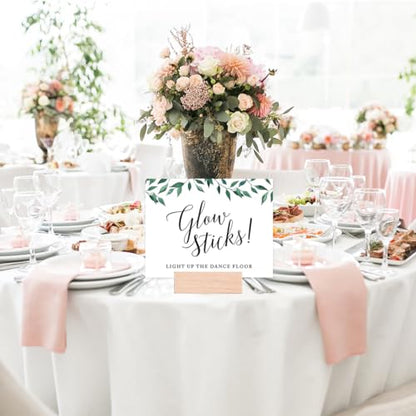 Andaz Press Wedding Party Signs, Natural Greenery Green Leaves, 8.5x11-inch, Glow Sticks Light Up the Dance Floor, 1-Pack - color: Activities Glow Sticks