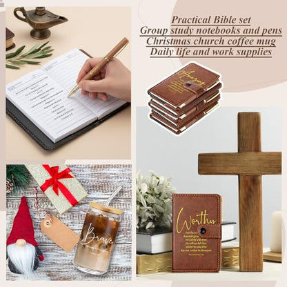 AmazingSpark 18 Pcs Christian Gifts Bulk Glass Cups Prayer Journals Pens - color: Brown, size: Bible Words
