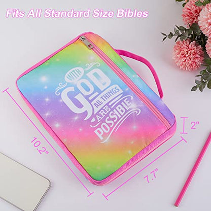 ICOSY Bible Cover, Church Bag for Women and Girls - color: Rainbow