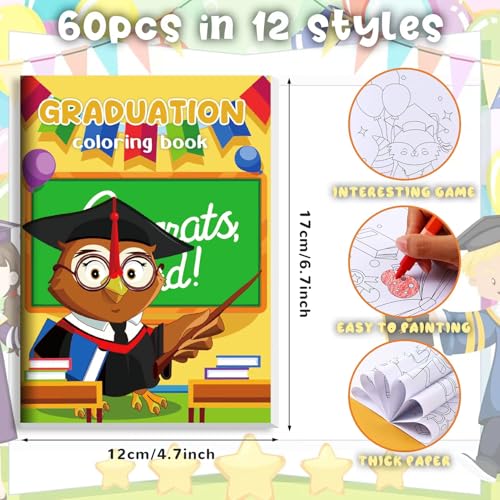 BenLouis 60Pcs Graduation Mini Coloring Books Bulk for Kids Party Favors - style: Graduation