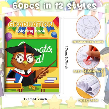 BenLouis 60Pcs Graduation Mini Coloring Books Bulk for Kids Party Favors - style: Graduation