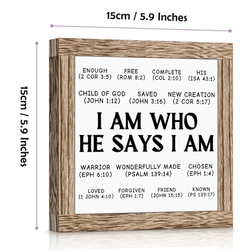 Inspirational Christian Decor Wooden Sign Bible Verse Desk Decoration Home Office Religious Motivational Decor Farmhouse Shelf Table Decoration Christian Baptism Gifts for Women Men - color: I AM