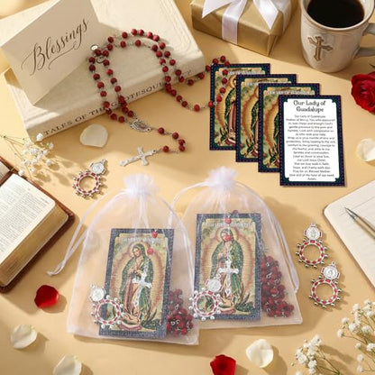Cunno 40 Pcs Catholic Gifts Prayer Card Rosary Beads Necklace, Guadalupe - style: Guadalupe
