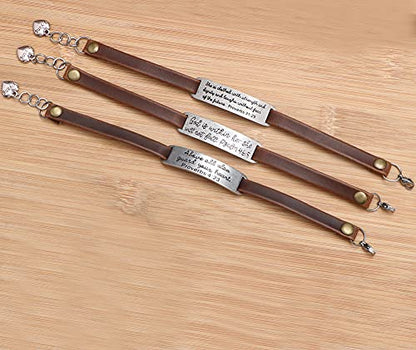 Yiyang Christian Gifts Leather Bracelet for Women Inspirational Faith Bible Verse Religious Jewelry Christmas Birthday Baptism Gift for Women - style: Ask Seek Knock Matthew 7:7