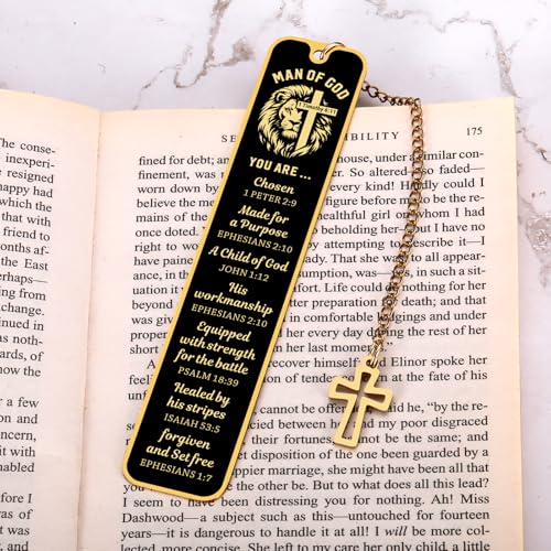 Baptism Gifts for Men, Bible Bookmark Man of God, Lion Bible Verse Bookmark