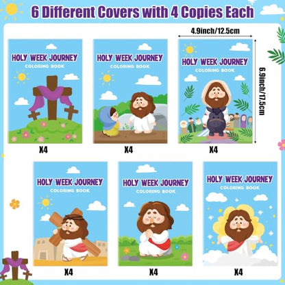 Bulk Easter Coloring Books,24Pcs Holy Week Journey Drawing Booklet for Kids - style: Easter Religious