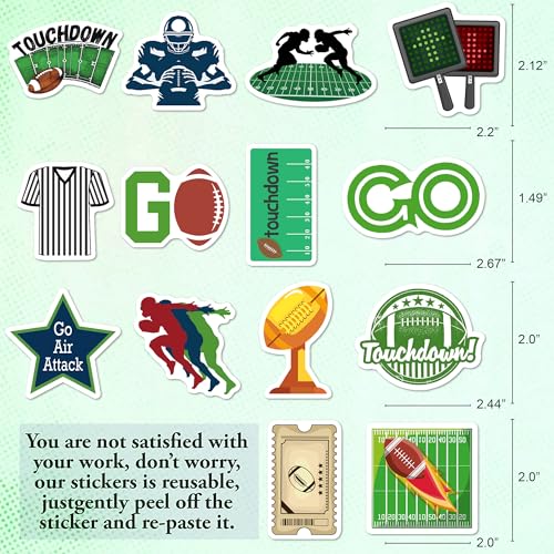 BEATRI Football Stickers 50PCS Waterproof Vinyl Coaches Football Decor - color: American Football Stickers Decal