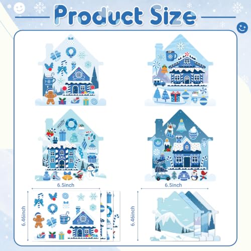 Marspark 24 Set Winter Gingerbread House Stickers, Lollipop Snowflake Tree - style: Winter Gingerbread House