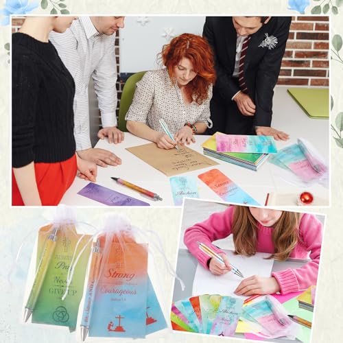 200 Pcs Christian Gift for Women Christian Accessories Include 50 Bible Verses Notebook 50 Church Bookmark 50 Ballpoint Pen Organza Bag Gift for Christmas Church Motivational (Classic) - style: Classic