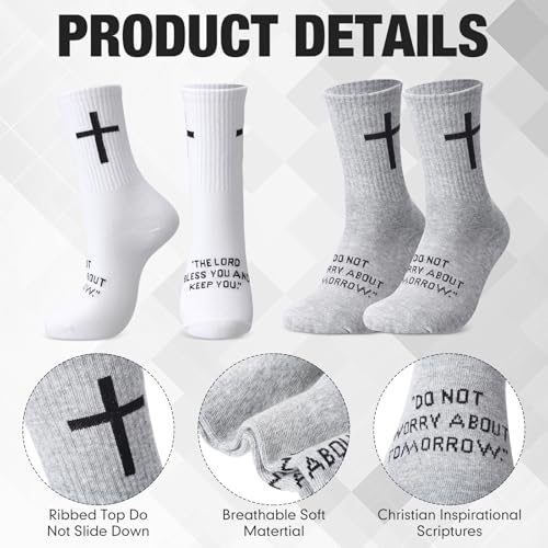 12 Sets Christian Gifts for Men Man of God Cups Socks,Black, White, Gray - color: Black, White, Gray