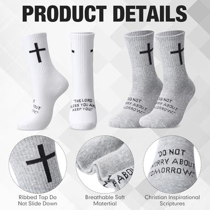 12 Sets Christian Gifts for Men Man of God Cups Socks,Black, White, Gray - color: Black, White, Gray