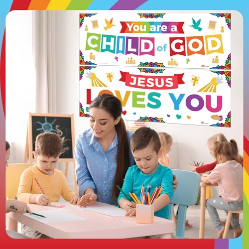Sproutbrite 2 Pack 13.5"x39" Sunday School Posters & Educational Charts - color: Sunday Poster