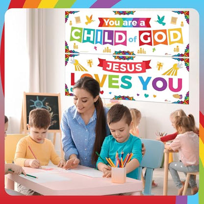 Sproutbrite 2 Pack 13.5"x39" Sunday School Posters & Educational Charts - color: Sunday Poster
