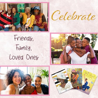 African American Birthday Cards Assortment Box – Set of 18 All Occasion Black Greeting Cards with Envelopes – Beautiful Black Women Designs – Premium Cardstock use for Mother's Day - style: Assortment 760